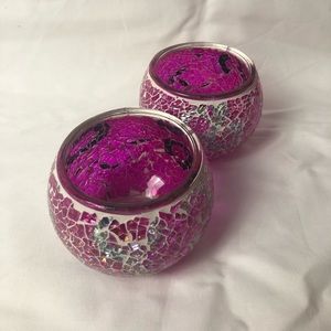 Set of Pink Crystal Bowls